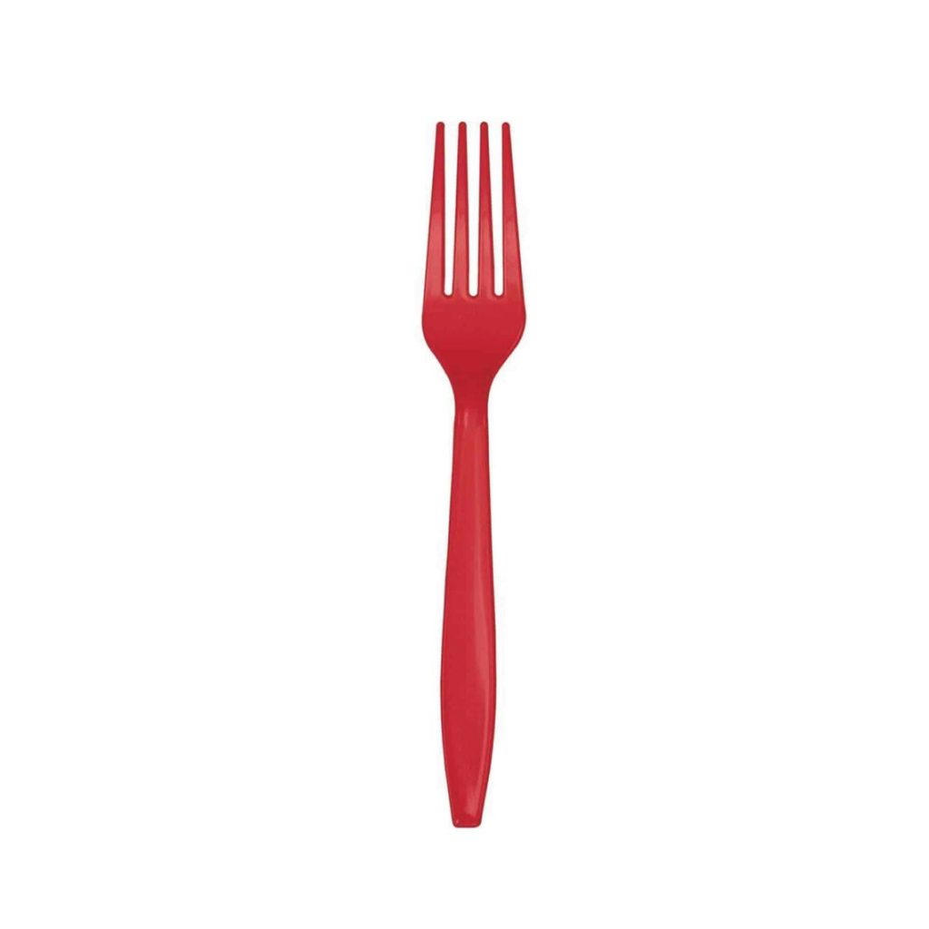 Red Premium Plastic Forks 24ct