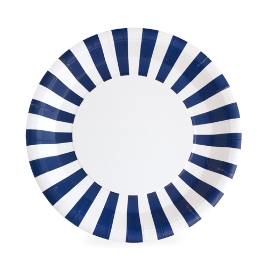 Navy Striped Paper Plates 12ct