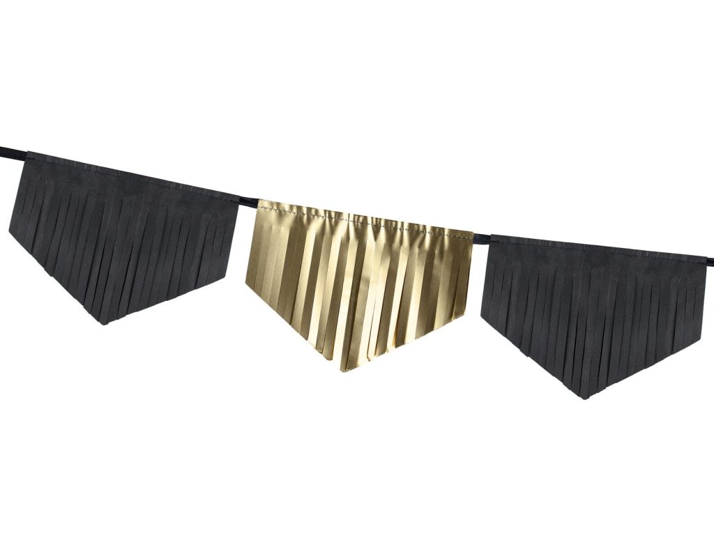 Black & Gold Fringe Garland 9.8ft