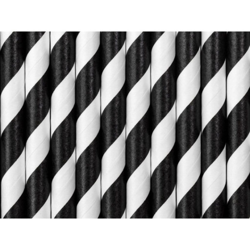 Black Striped Paper Straws 10ct