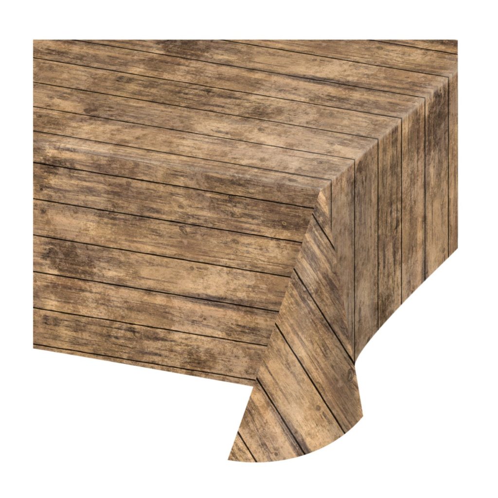 Brown Wood Grain Plastic Table Cover