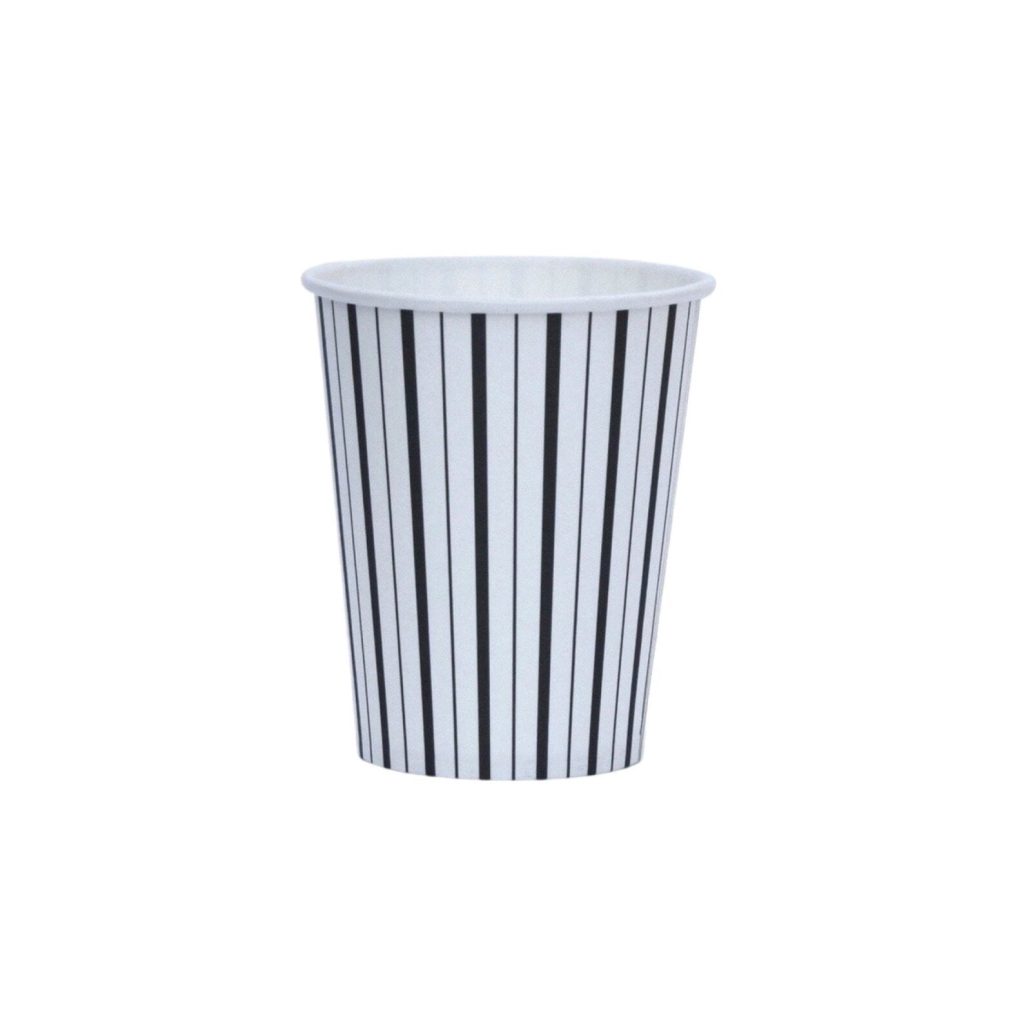 Black & White Fine Stripes Paper Cups 8ct