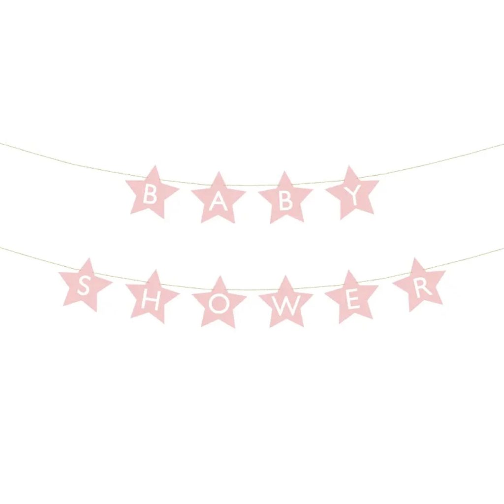 Pink Star Baby Shower Banner 9.5ft