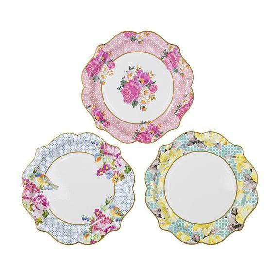 Elegant Floral Paper Plates Assortment 12ct