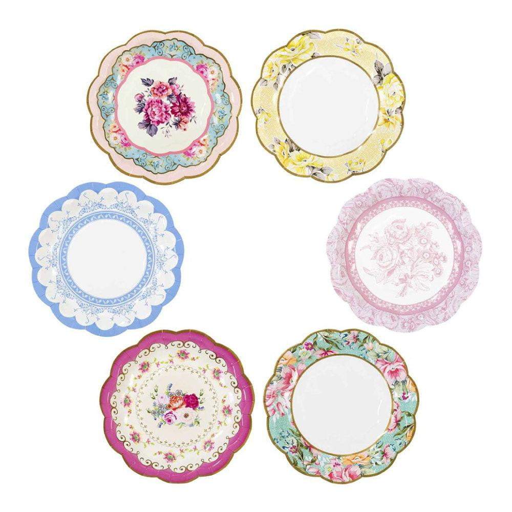 Vintage Floral Tea Party Dessert Plates 24ct