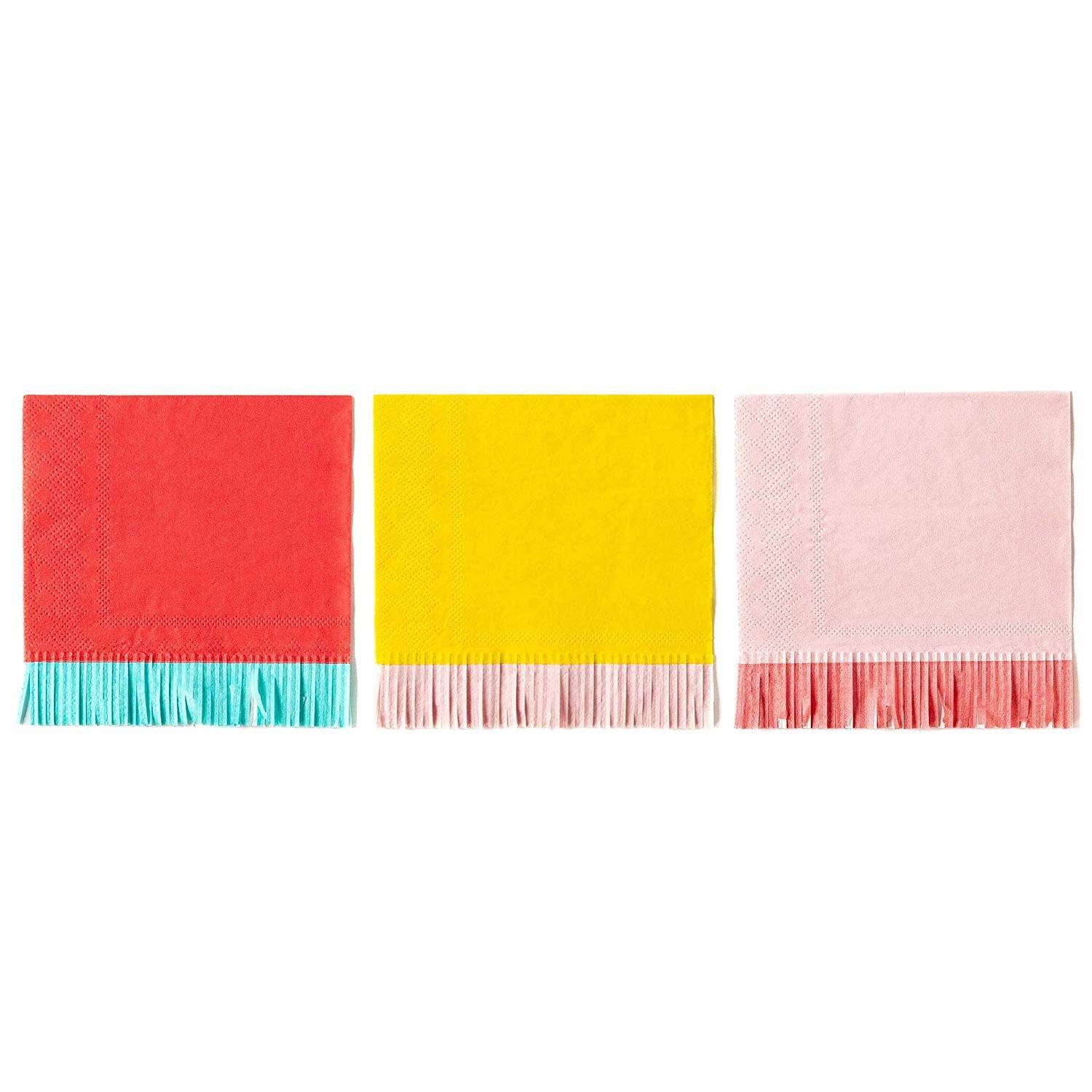 Hip Hip Hooray Fringed Beverage Napkins 24ct