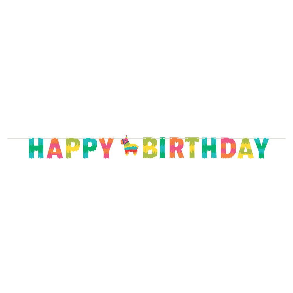 Fiesta Piñata Happy Birthday Banner 8ft