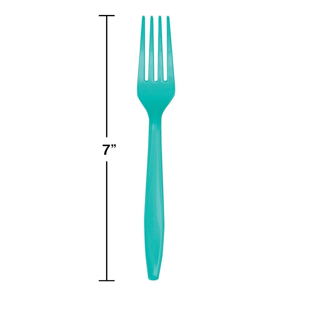 Teal Plastic Forks 24ct