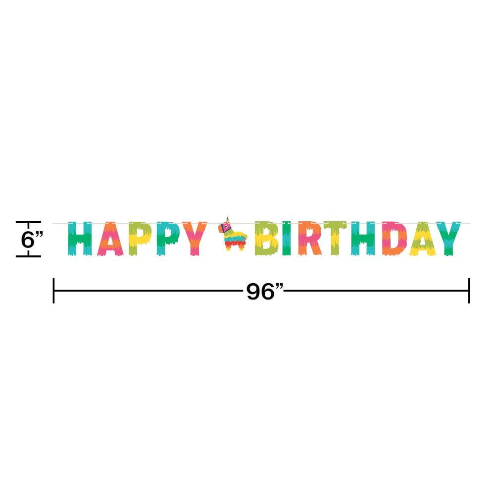 Fiesta Piñata Happy Birthday Banner 8ft