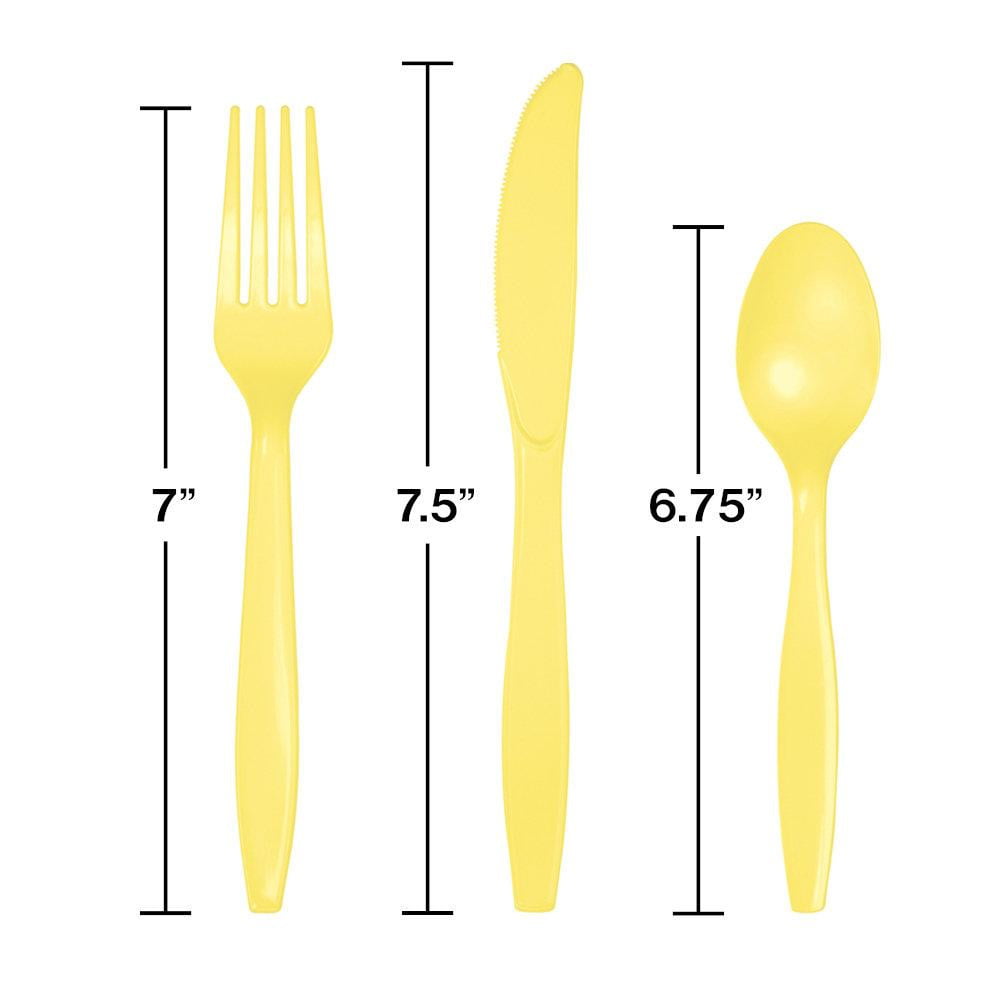 Mimosa Yellow Plastic Cutlery Service For 8