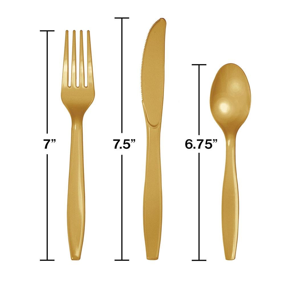 Gold Plastic Cutlery Set For 8