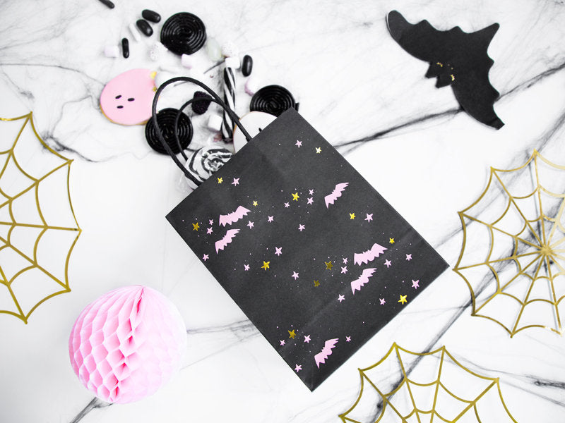 Black Halloween Bat Favor Bags 6ct