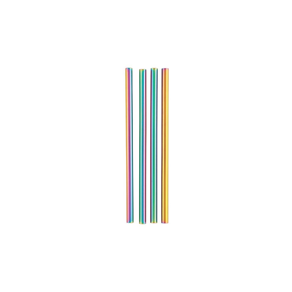 Iridescent Rainbow Metal Cocktail Straws 4ct