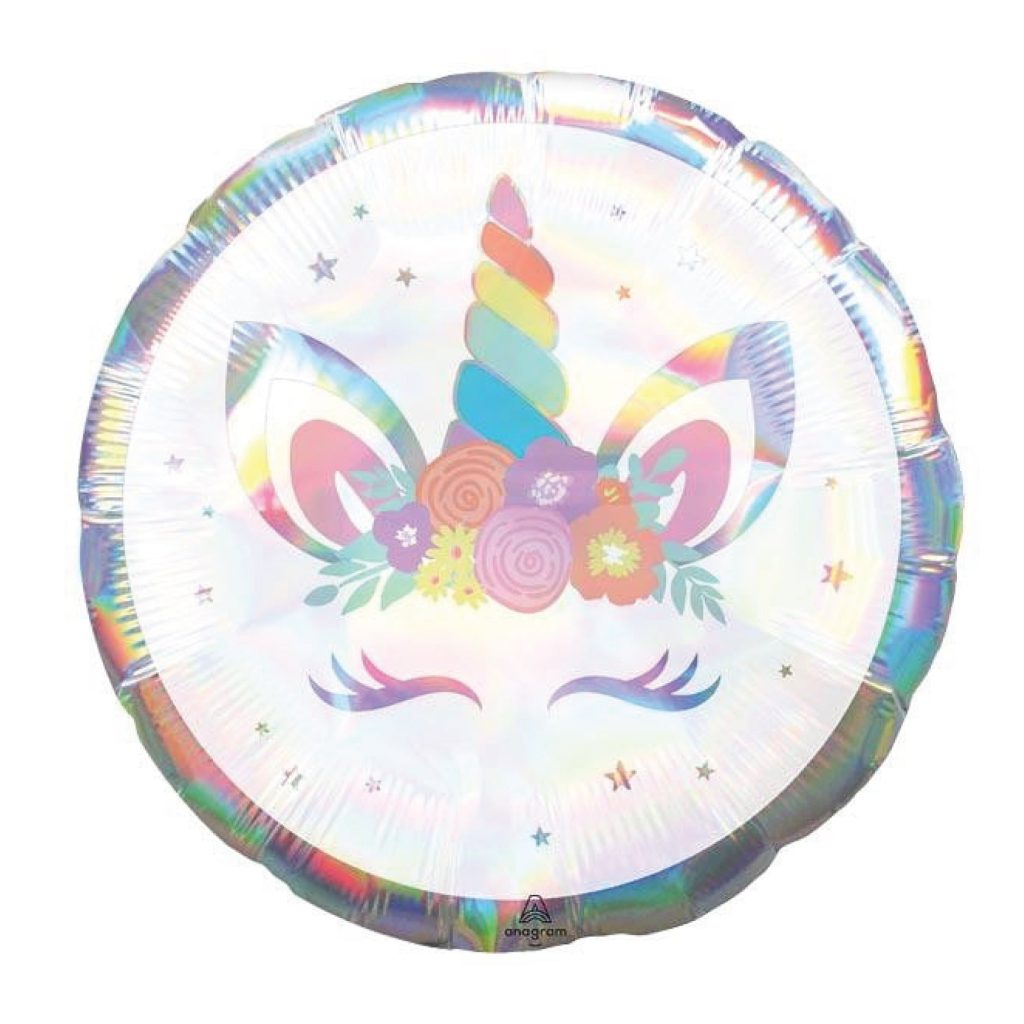 Iridescent Round Unicorn Balloon 18″