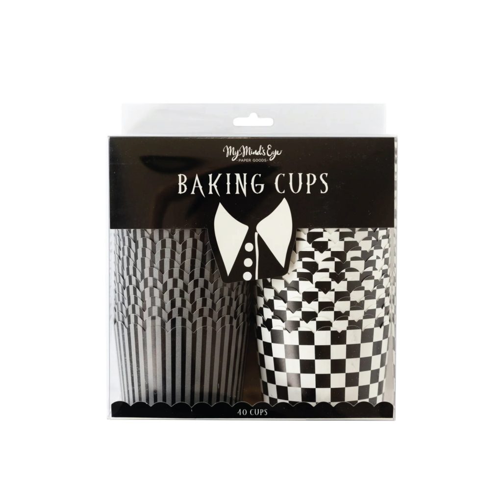 Jumbo Black Checkered & Striped Food Cups 40ct