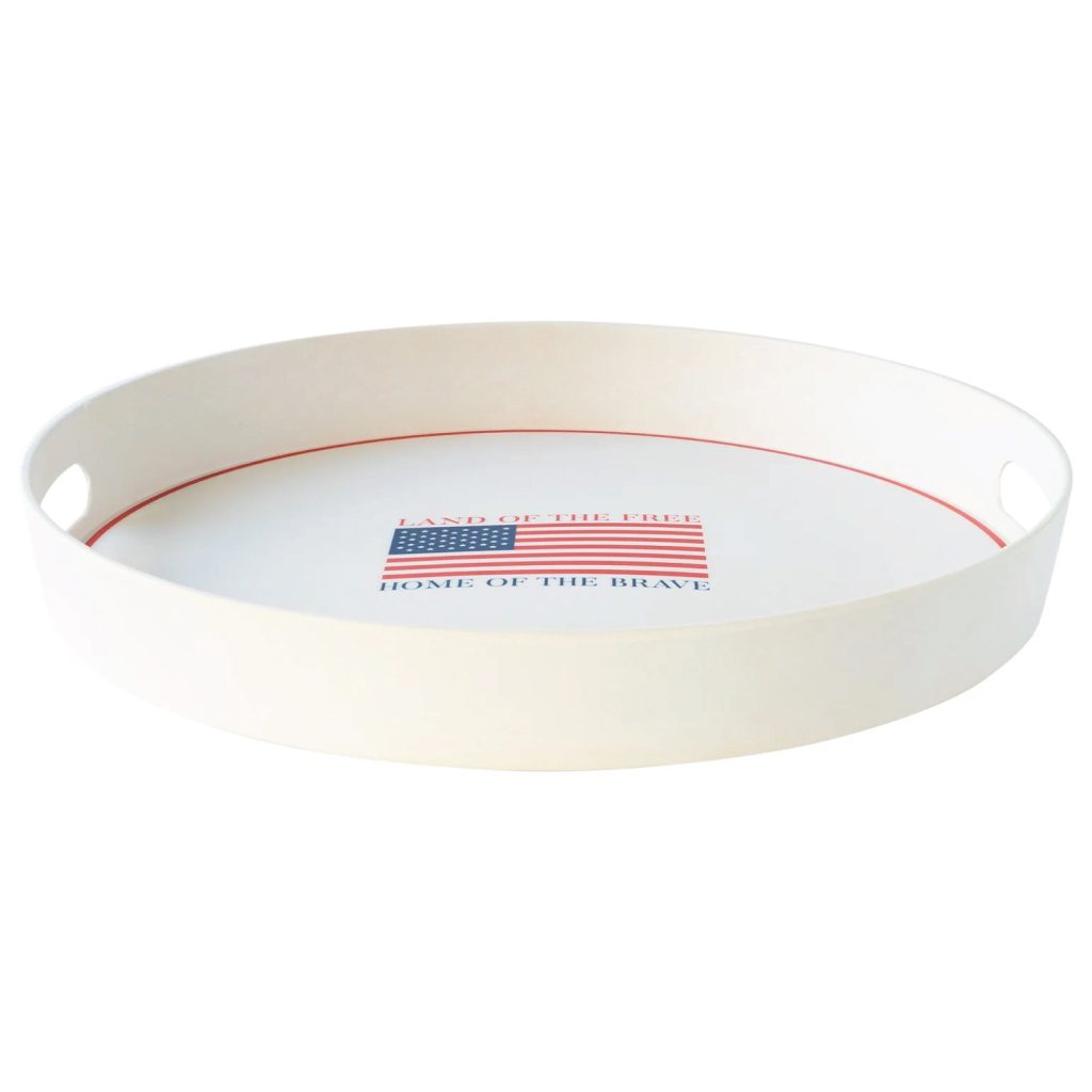 Patriotic Round Bamboo Serving Tray