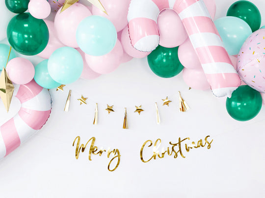 Gold Merry Christmas Cursive Letter Banner