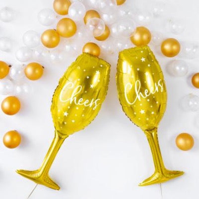 Gold Cheers Champagne Glass Balloon 28in