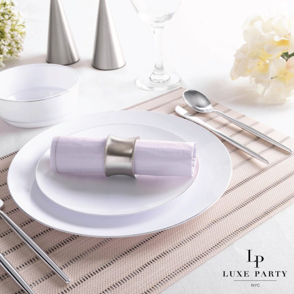 Lavender & Silver Stripe Lunch Napkins 20ct