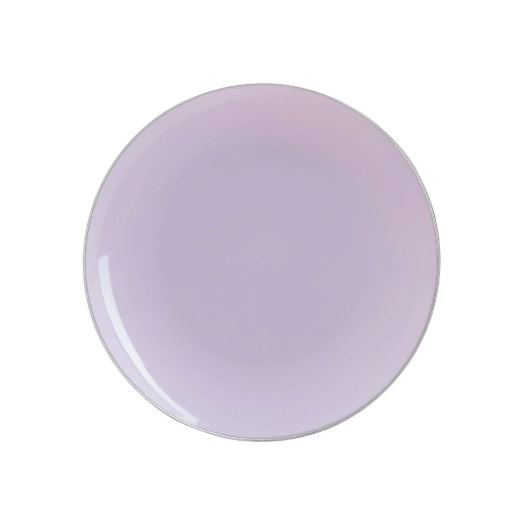 Lavender & Silver Rim Plastic Dessert Plates 10ct