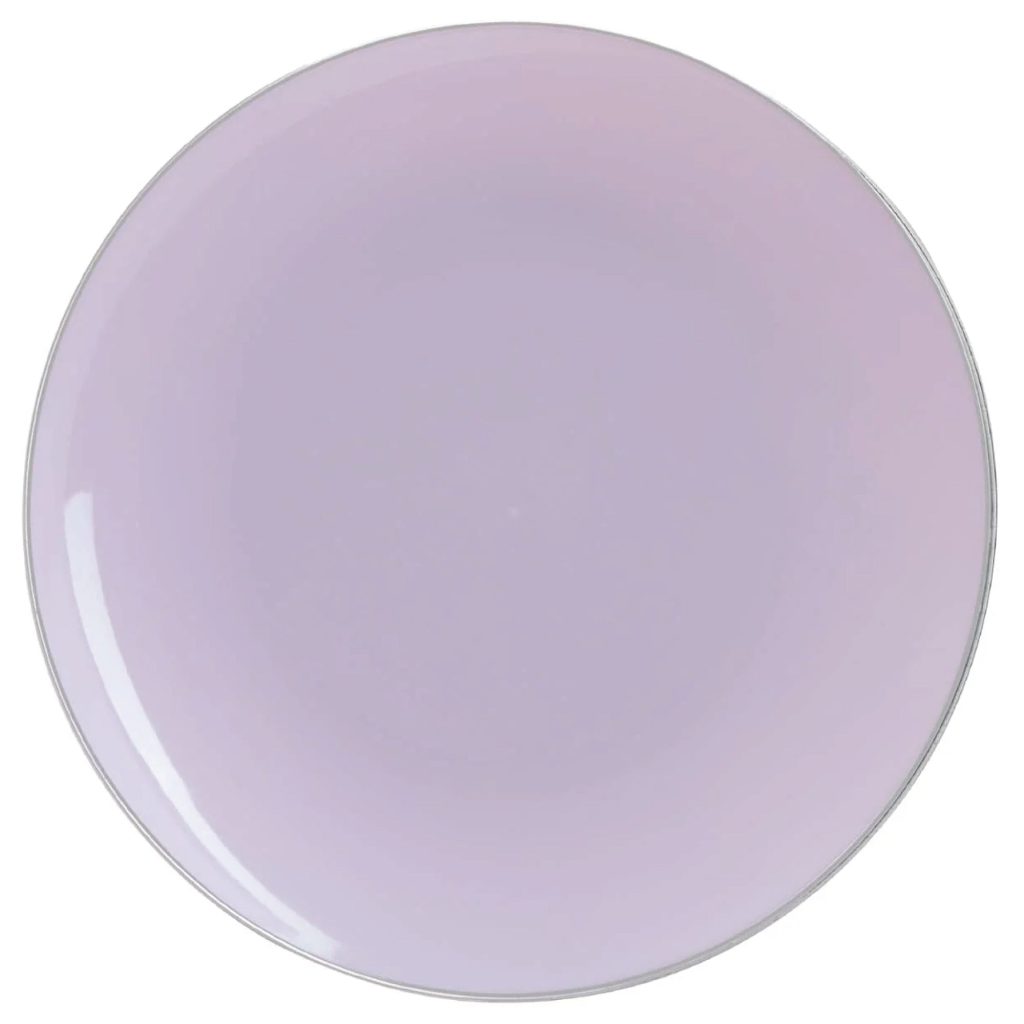 Lavender & Silver Rim Plastic Dinner Plates 10ct