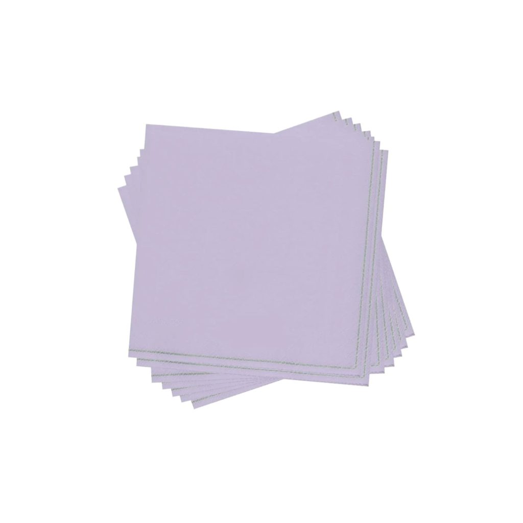 Lavender & Silver Stripe Dessert Napkins 20ct