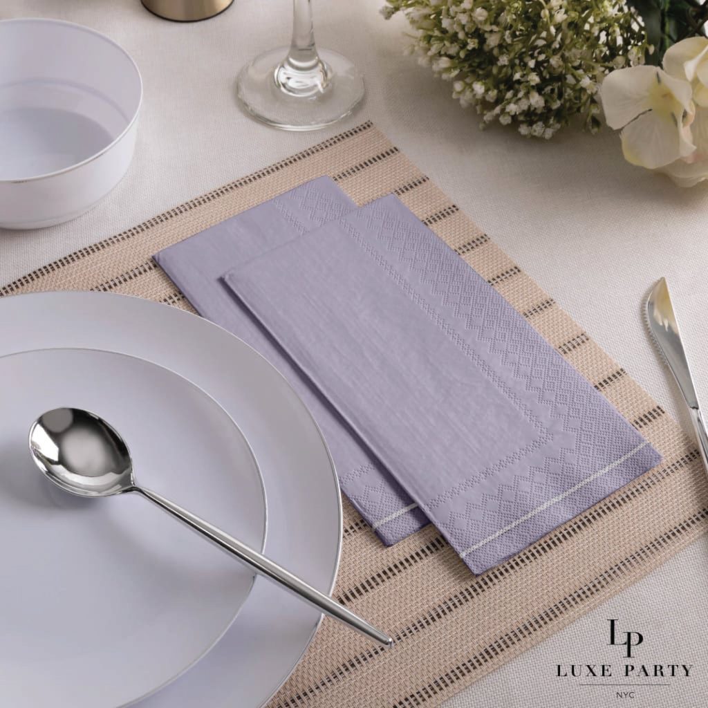 Lavender & Silver Stripe Paper Guest Towels 16ct