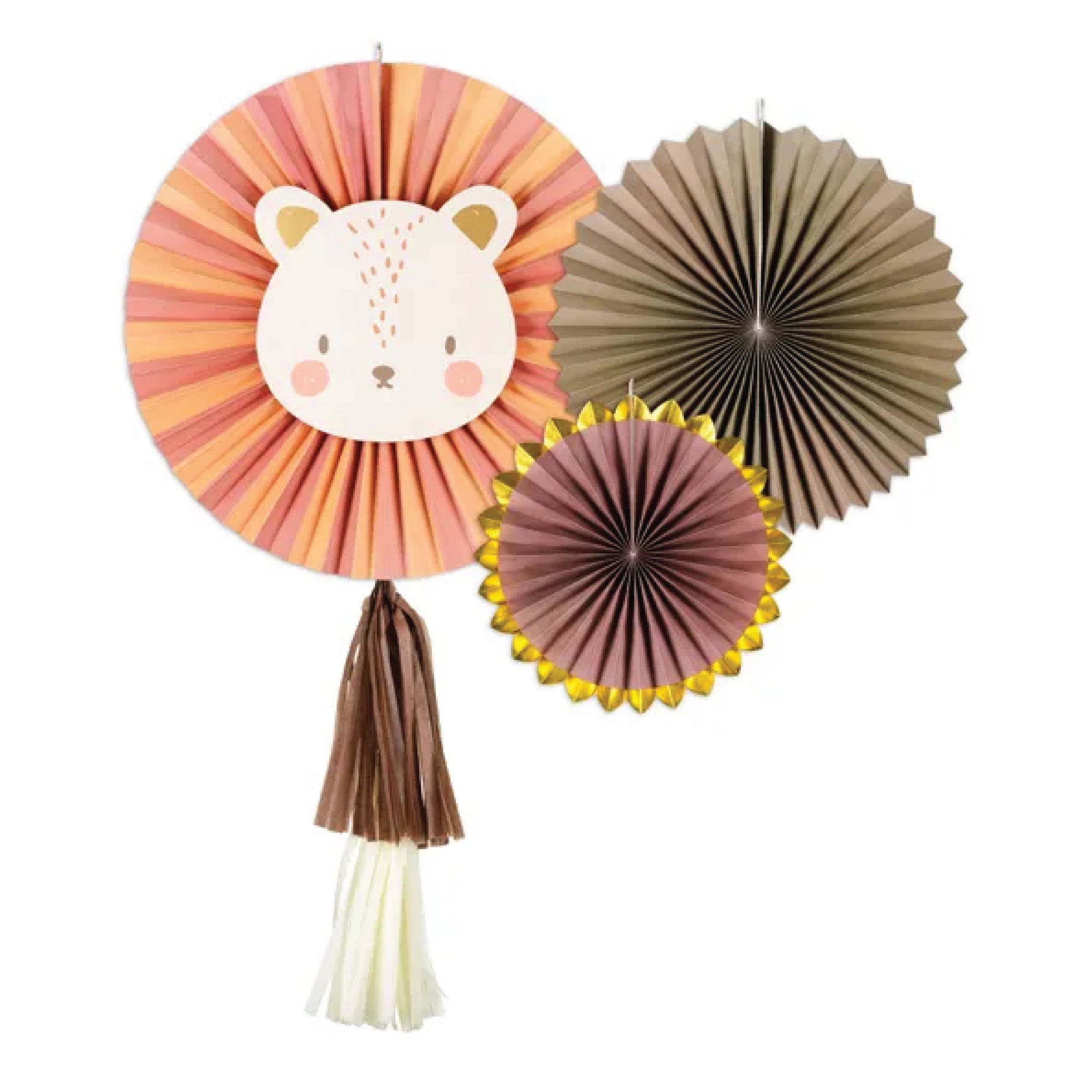 Leo The Lion Paper Fan Decorations 3ct