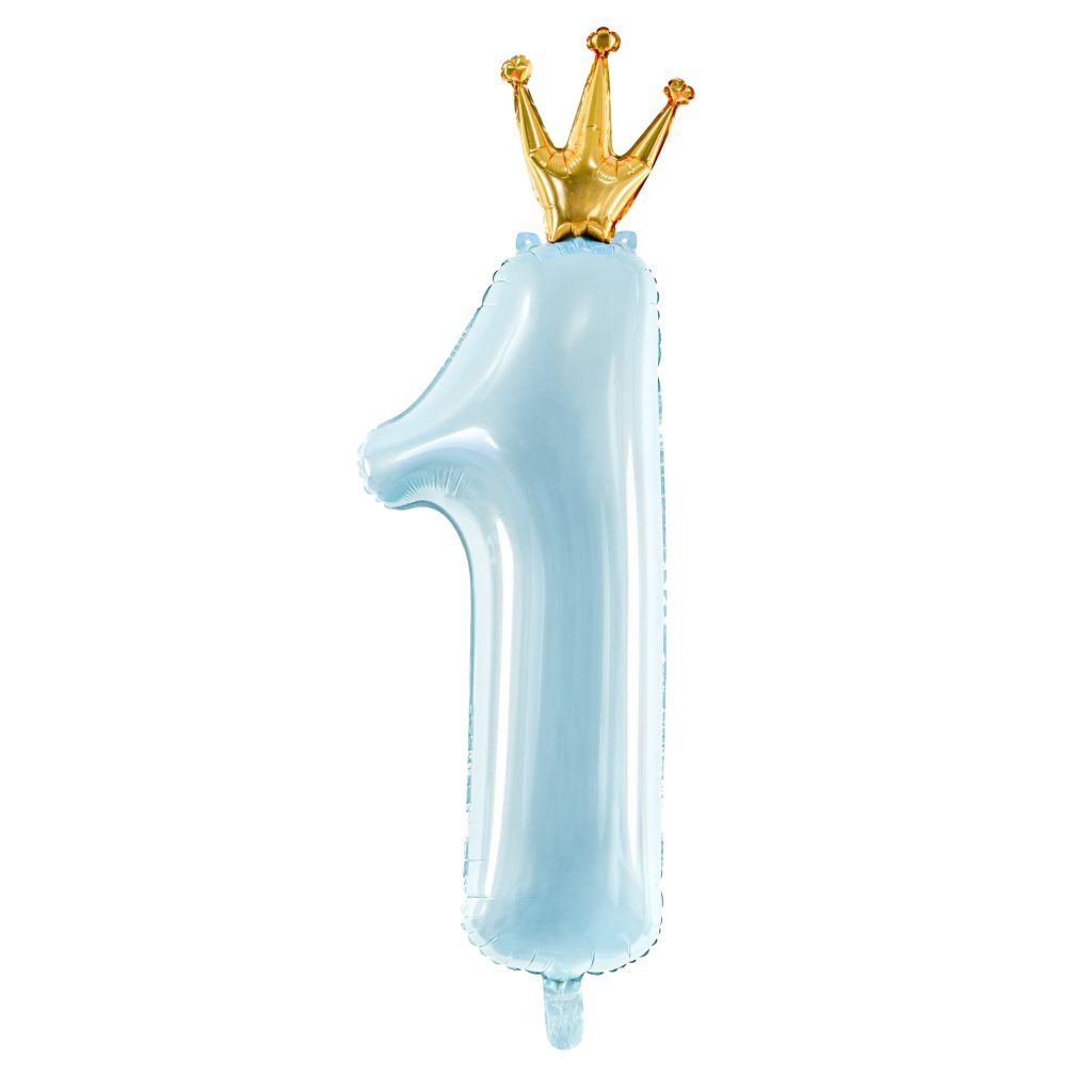 Light Blue Prince Foil Number 1 Balloon 35.5in