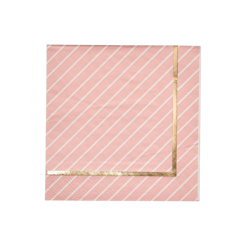 Light Pink & White Striped Dessert Napkins 20ct