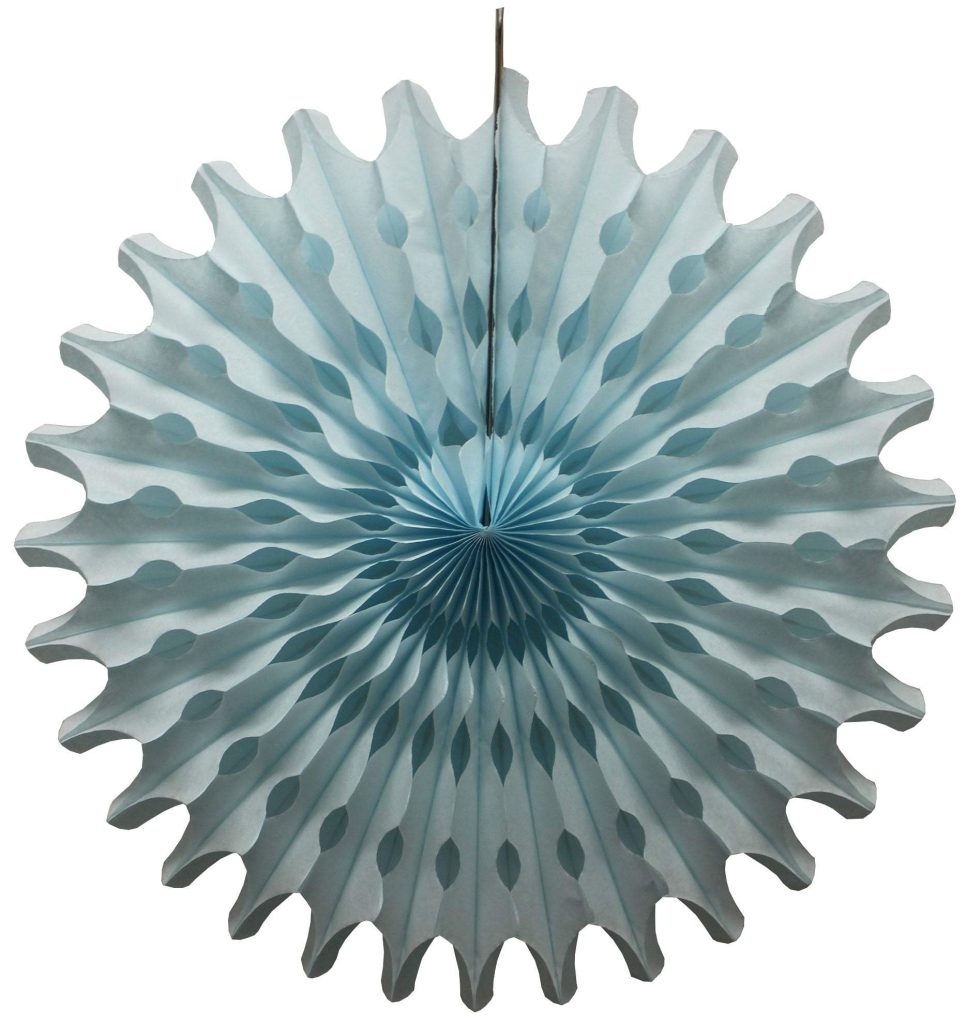 Light Blue Tissue Paper Fan 18″