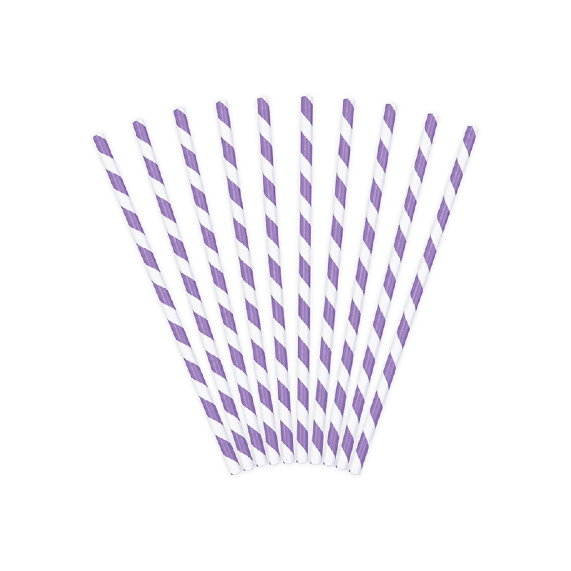 Lilac Striped Paper Straws 10ct