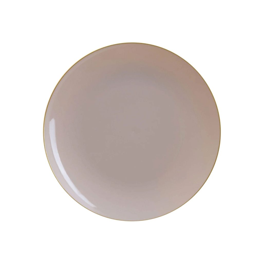 Linen Gray With Gold Rim Plastic Dessert Plates 10ct