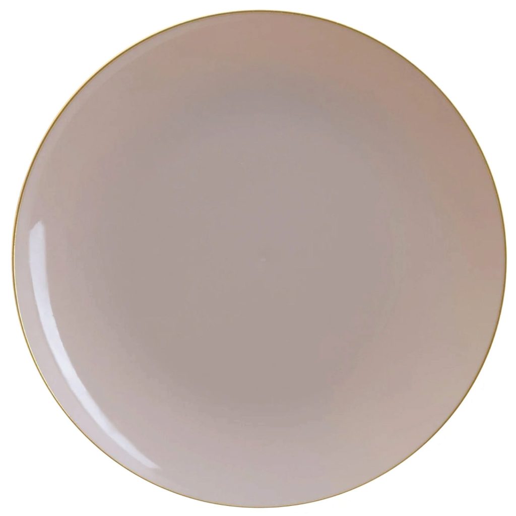 Linen Gray With Gold Rim Plastic Dinner Plates 10ct