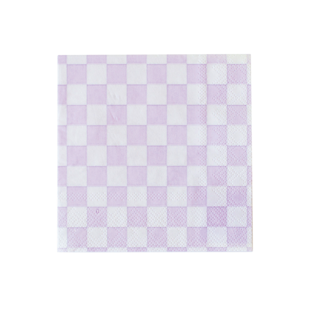 Purple Checkered Lunch Napkins 16ct