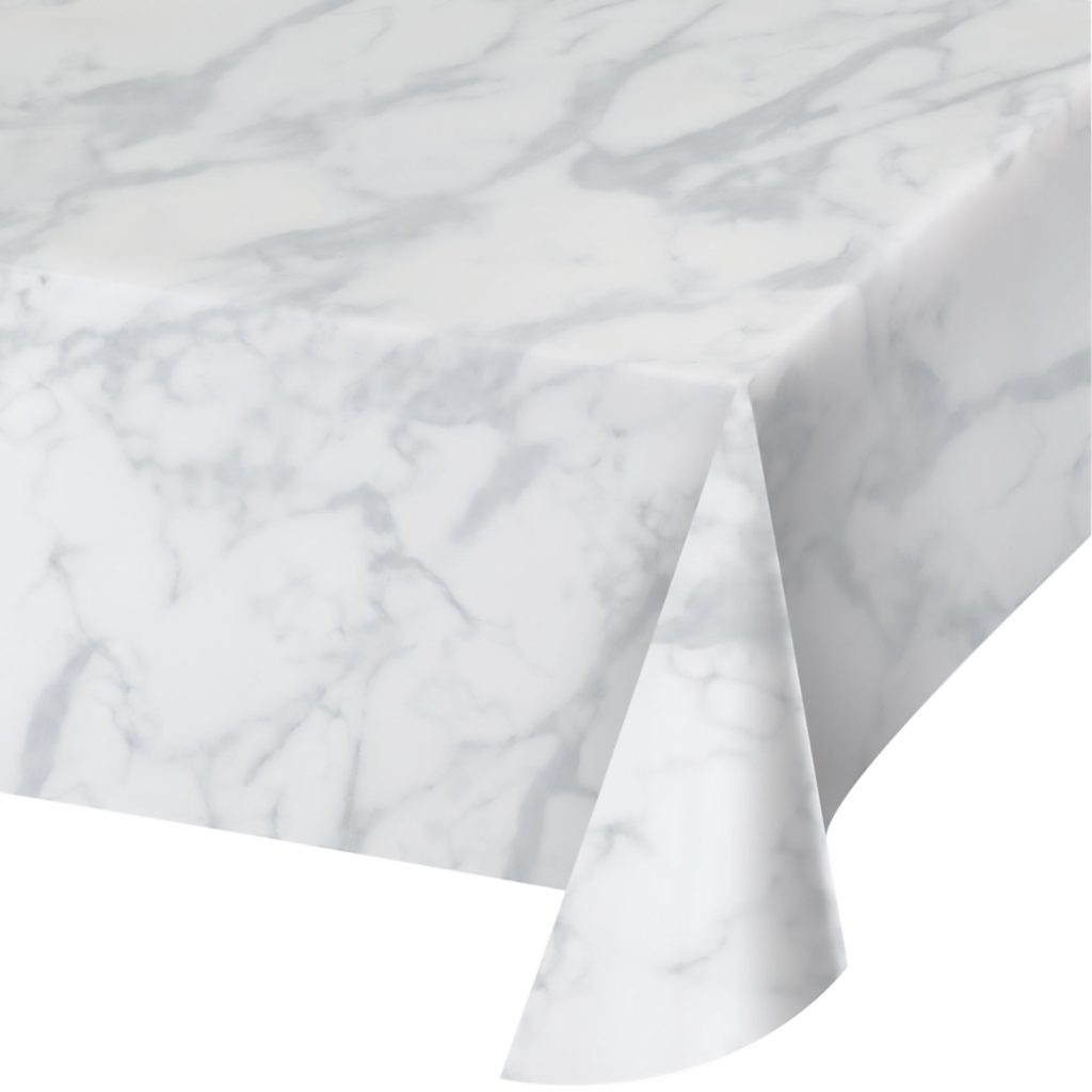 White & Gray Marble Plastic Table Cover