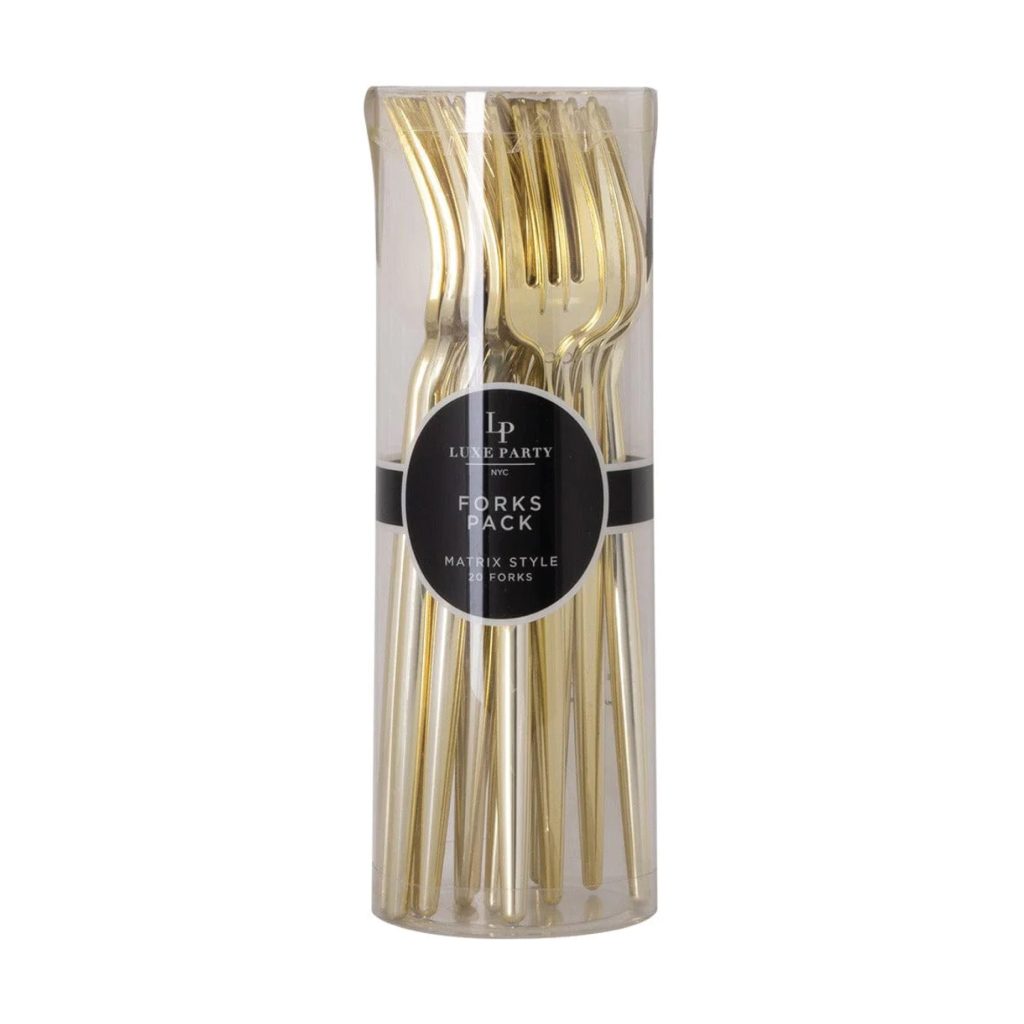 Modern Gold Plastic Forks 20ct