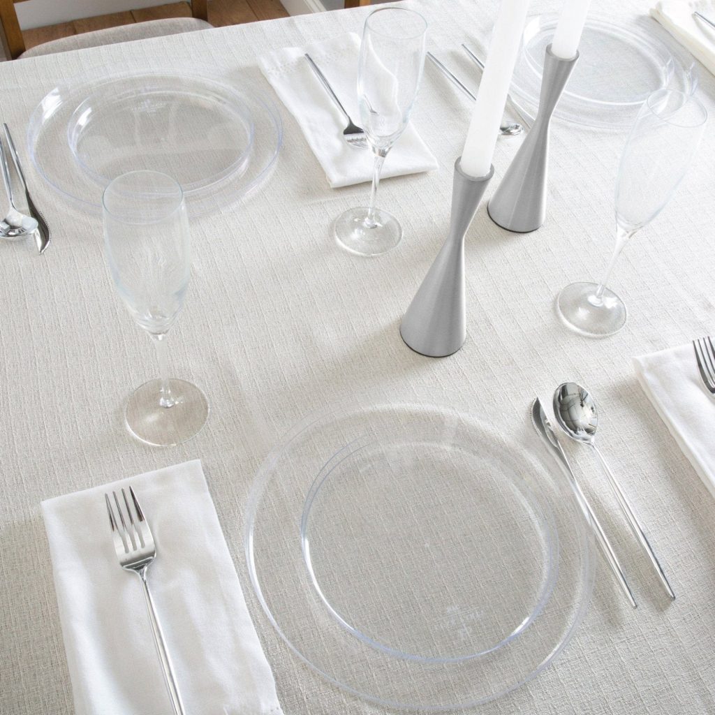 Modern Silver Plastic Cutlery Set For 10