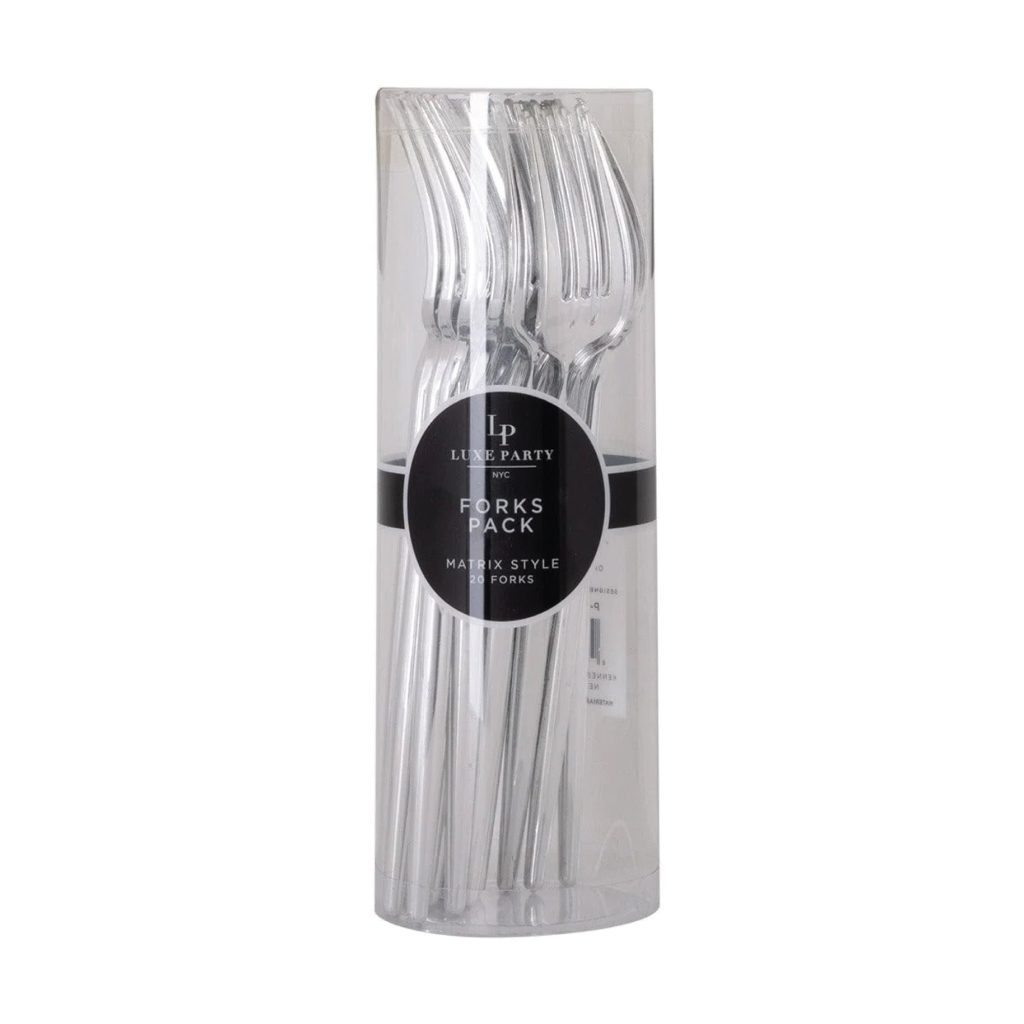 Modern Silver Plastic Forks 20ct