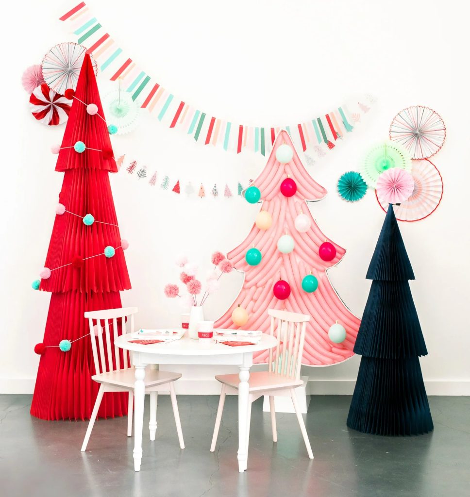 Pink Party Christmas Fans 6ct