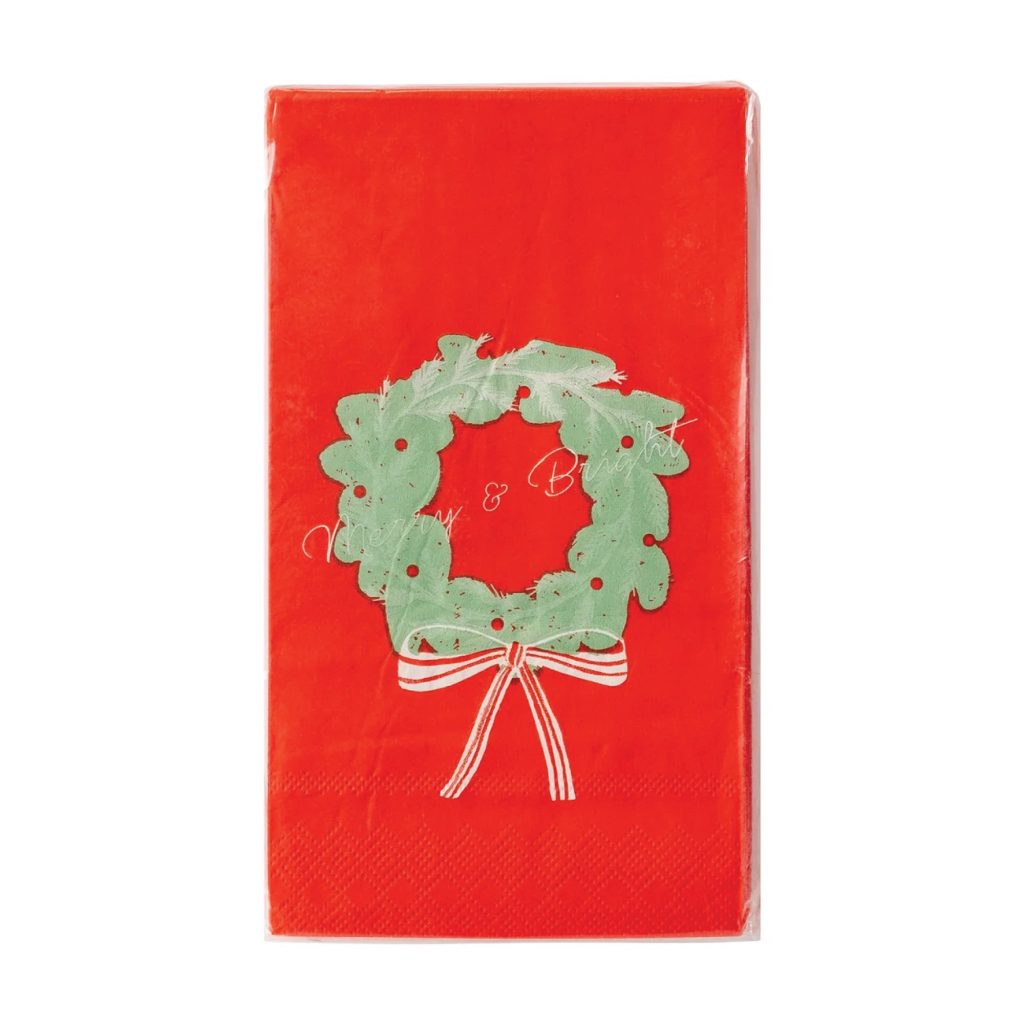 Merry & Bright Wreath Paper Guest Towels 24ct