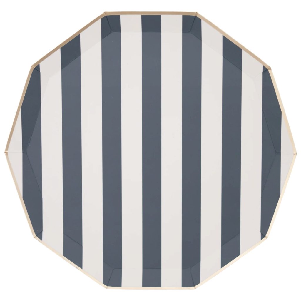 Midnight Blue Cabana Striped Dinner Plates 8ct