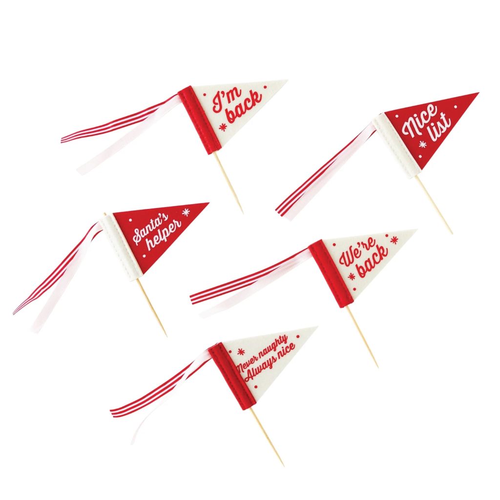 Mini Elf Felt Pennant Flags 5ct