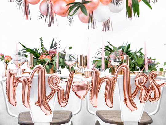 Rose Gold Mr. & Mrs. Cursive Letter Balloon Banner