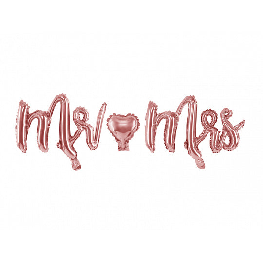 Rose Gold Mr. & Mrs. Cursive Letter Balloon Banner