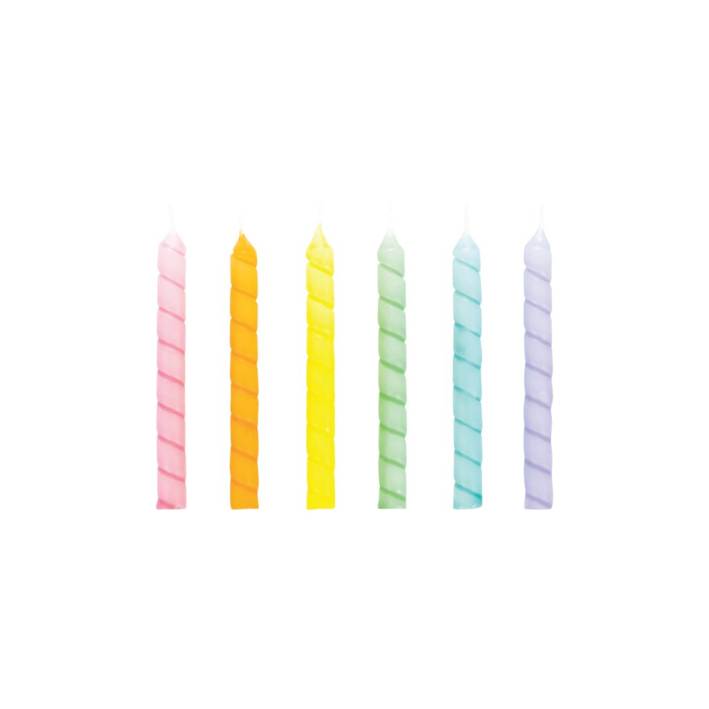 Multicolor Pastel Spiral Birthday Candles 12ct