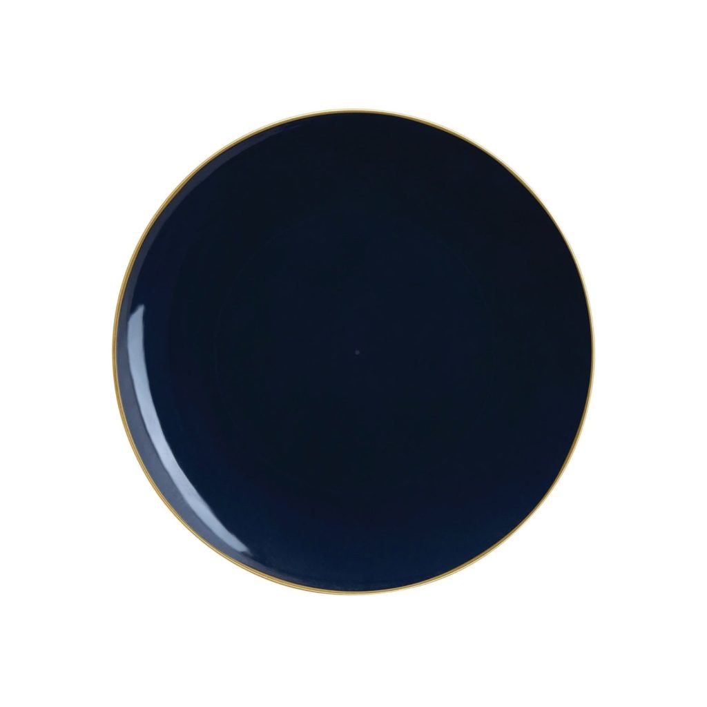 Navy & Gold Rim Plastic Dessert Plates 10ct