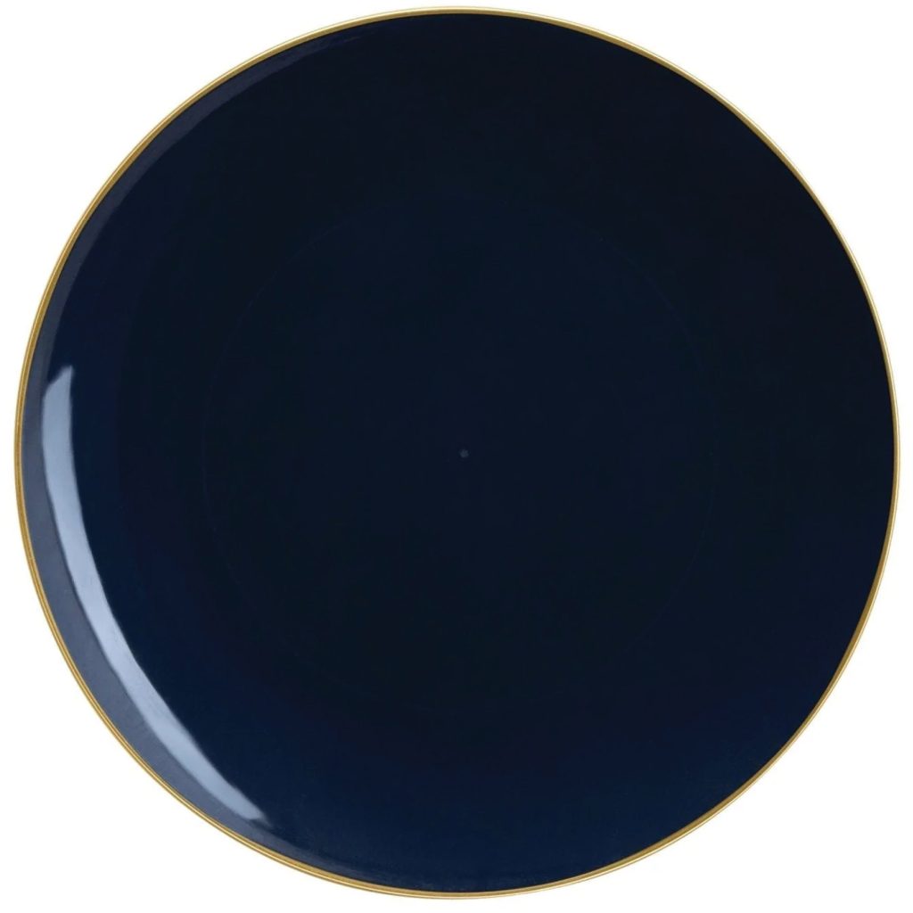 Navy & Gold Rim Plastic Dinner Plates 10ct