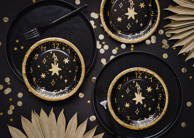 Clock Strikes Midnight New Year’s Eve Dessert Plates 6ct