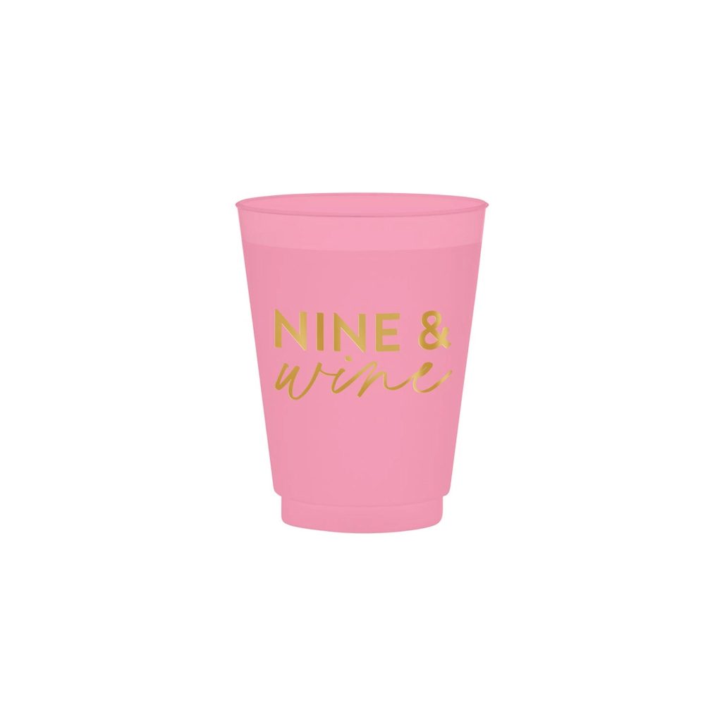 Pink Nine & Wine Frosted Plastic Cups 6ct